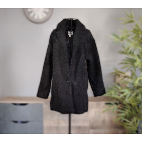 Women's Black Coat Size M - Glamorous Minimalist Autumn-Winter