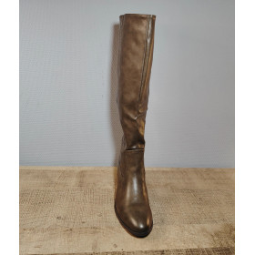 High khaki leather boots