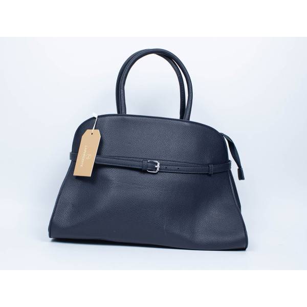 Borsa a mano in pelle blu navy