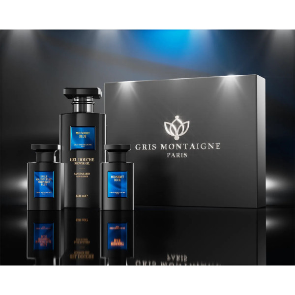 Gris Montaigne Cofanetto Prestige Midnight Blue – Trio: profumo, gel doccia e olio secco