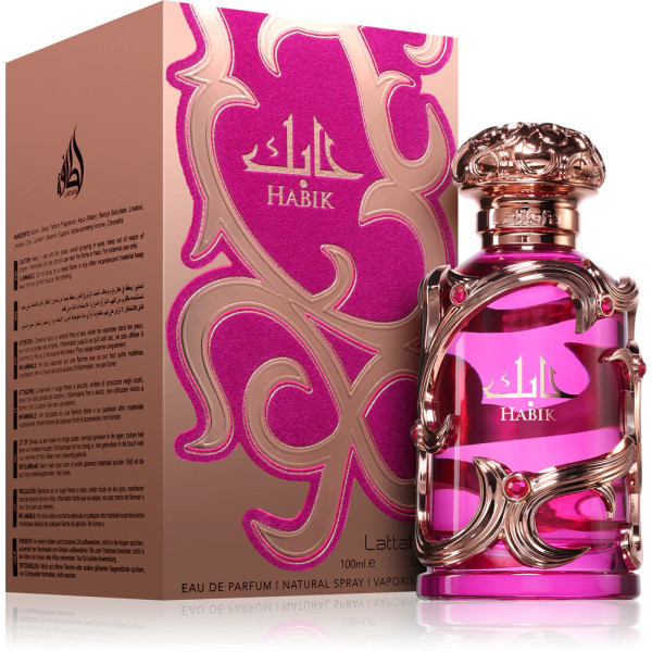 Flacone di profumo rosa con confezione