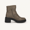 bottines en cuir taupe à fermeture éclair