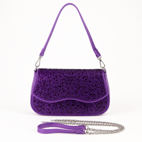 Cartera de Bestini con strass de ciruela para la noche, vista frontal