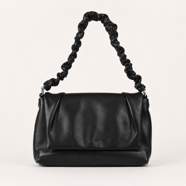 Black clutch bag with gathered handle - Laphrodite