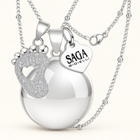 Collana con piedi a motivo di cristallo – Catena SAGA GIOIELLI 100 cm in acciaio inox