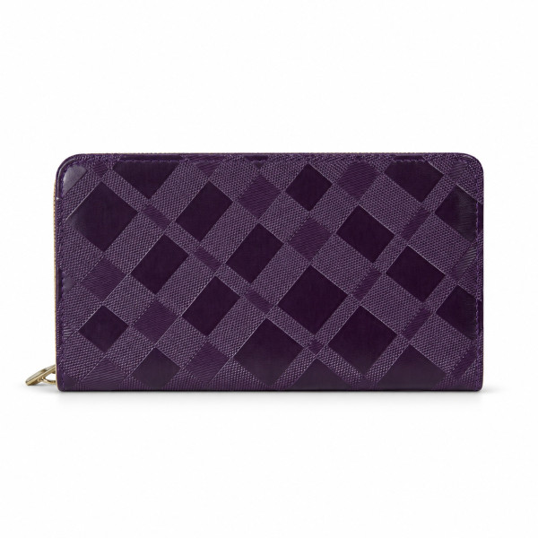 Portefeuille zippé violet à motif tressé - Sevona