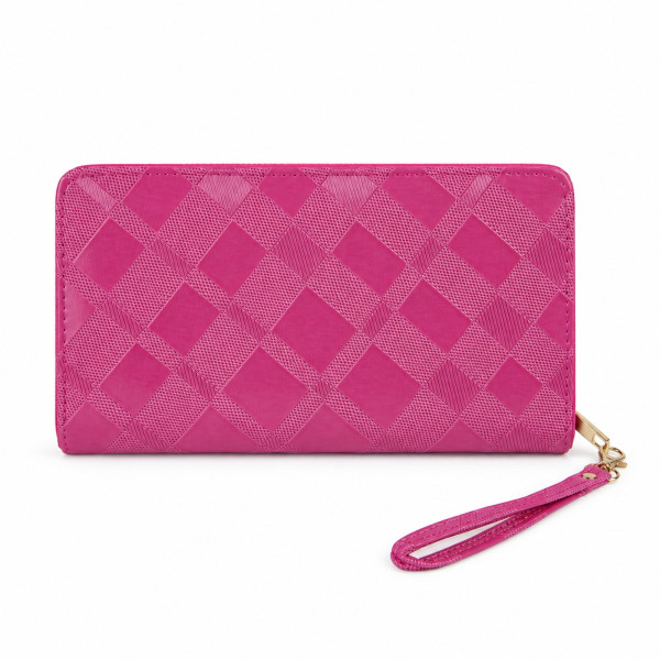 Fuchsia zipped wallet with braided pattern - Sevona