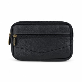 Petite pochette noire zippée — Sevona