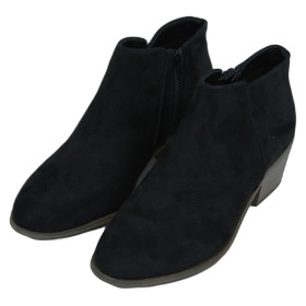 Bottines basse daim petits talons noir - HUY323