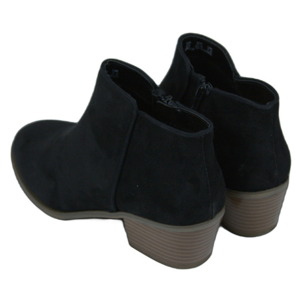 Wildleder-Low-Ankle-Stiefel mit kleinen Absätzen Schwarz – HUY323