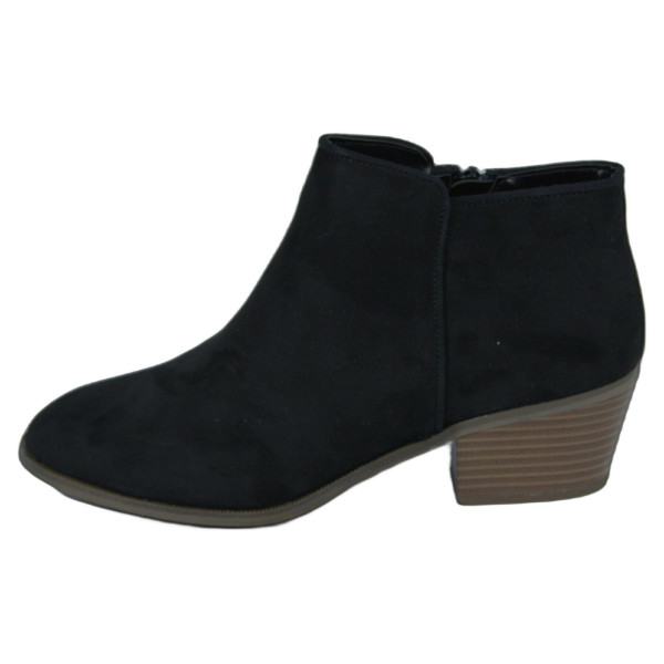 Wildleder-Low-Ankle-Stiefel mit kleinen Absätzen Schwarz – HUY323