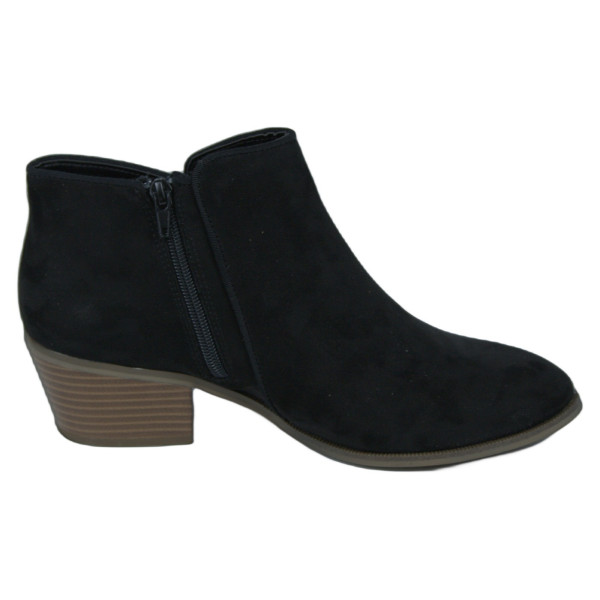 Suede Low Ankle Boots with Small Heels Black - HUY323