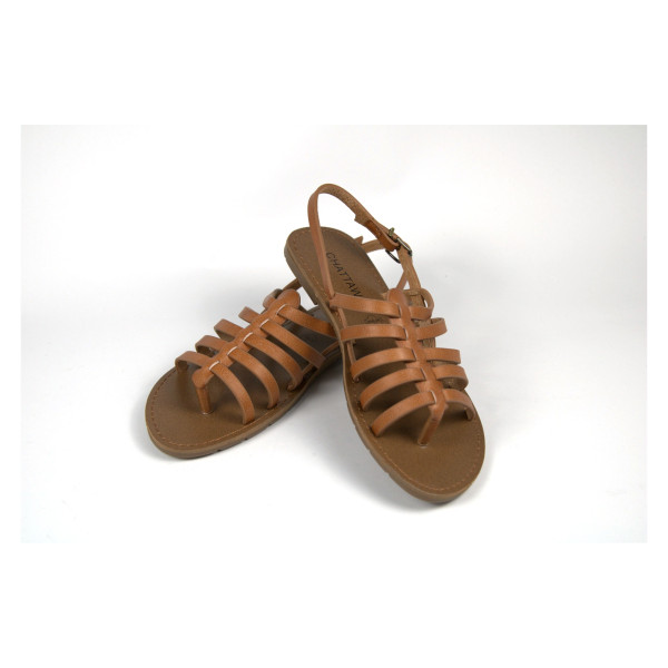 Shirley camel flat sandals — Chattawak