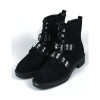 Black Suede Flat Boots — Exquily