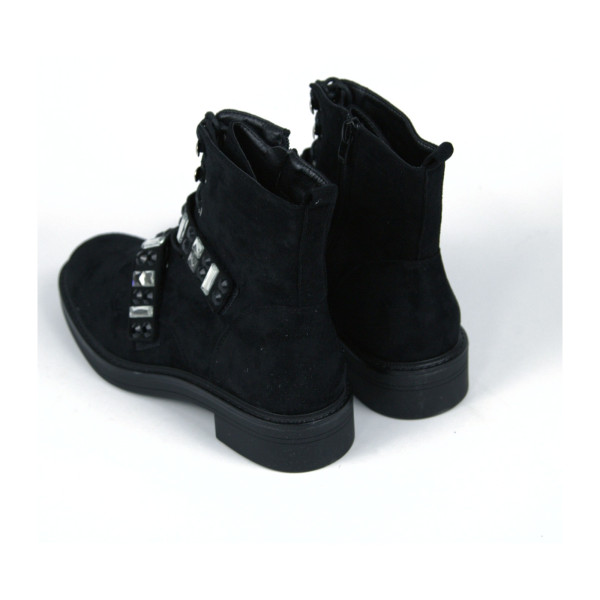 Schwarze Wildleder-Flachstiefel – Exquisit