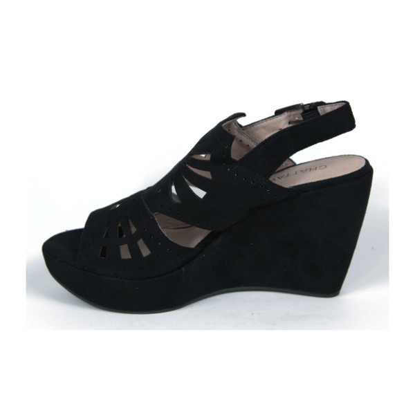 Liseron black wedge sandals — Chattawak