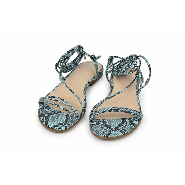 Sandalias Samantha con cordones y estampado serpiente azul — The Drop
