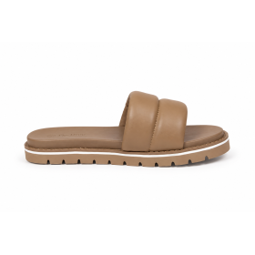 Mules détente Issi moka à brides matelassées — The Drop