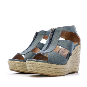 Sandalias de cuña Debby en denim — Chattawak