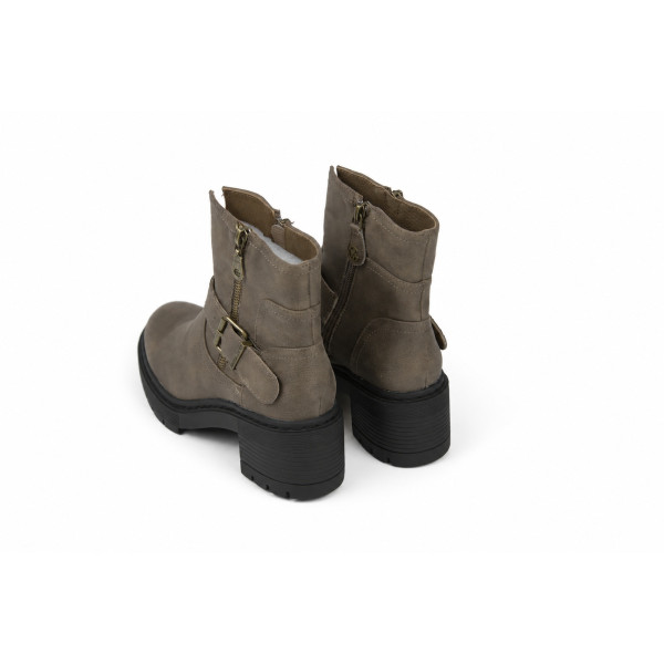 Taupe Pleated Ankle Boots with Zipper — Chattawak