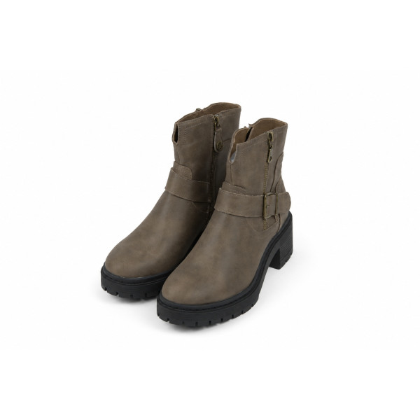 Botines de tobillo plisados taupe con cremallera — Chattawak