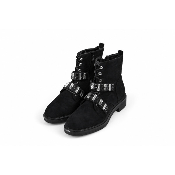 Botines de tobillo de pedrería negra — Exquily