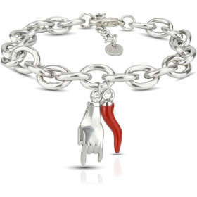 Braccialetto Lucky Woman con corna in acciaio Red Horn - Acciaio inox - SAGA GIOIELLI