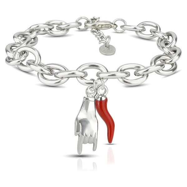 Braccialetto Lucky Woman con corna in acciaio Red Horn - Acciaio inox - SAGA GIOIELLI