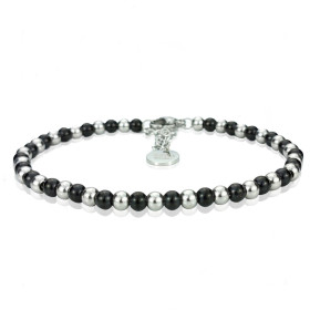 BRACCIALETTO UNISEX CON SFERE D'ACCIAIO ARGENTO NERO