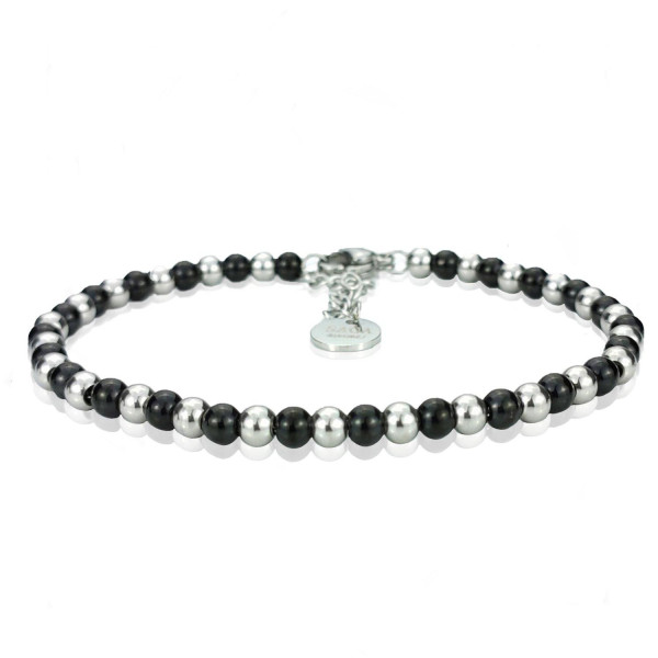 BRACCIALETTO UNISEX CON SFERE D'ACCIAIO ARGENTO NERO