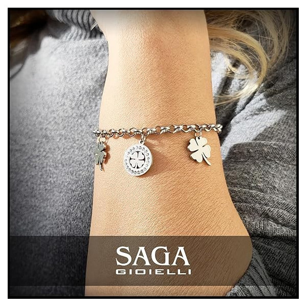 Donna Braccialetto, Stella Cuore Trifoglio, Fortuna Albero della Vita in Acciaio Inossidabile