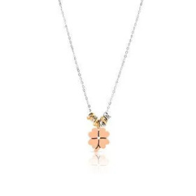 Collana bicolore in acciaio inox con trifoglio - SAGA GIOIELLI