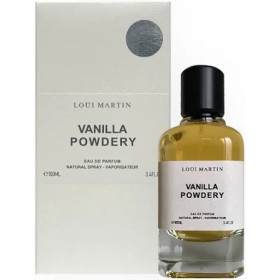 Powdery vanilla perfume bottle